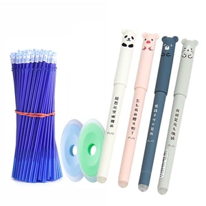 Stylos de Gel effaçables Encre bleue, Non Stains Stylo en plastique Nib Erasable Neutre Remplacement avec recharges pour l'école