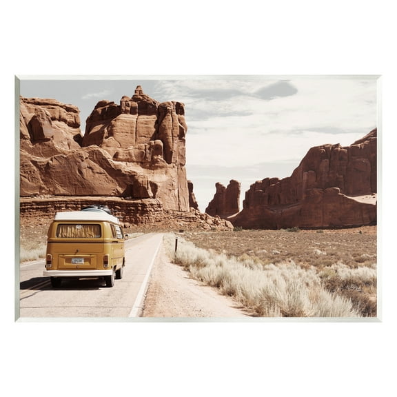 Stupell Industries Desert Cliffs Road Trip Van Transportation Photography Unframed Art Print Wall Art