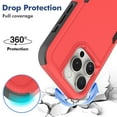 thumbnail image 3 of Decase for iPhone 16 Pro Max Rugged Case, Shockproof Heavy Duty Hybrid Protection Hard PC Shell Flexible TPU Bumper, Military Grade Drop Proof Durable Protective Case with Screen Protector,Red, 3 of 5