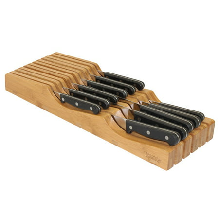 Oceanstar In-Drawer Bamboo Knife Organizer (Best Way To Store Knives In A Drawer)