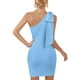 thumbnail image 4 of Vestidos Cortos Ajustados Vestido ceñido al cuerpo para mujer Vestido de cadera cruzado con un hombro para cóctel (Azul claro L) Ygjytge para Mujer azul claro T XS, 4 of 8