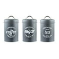 thumbnail image 1 of tredstone Kitchen Food Storage Canister Set 3 Pcs Coffee Tea Sugar Tins Gray, 1 of 8