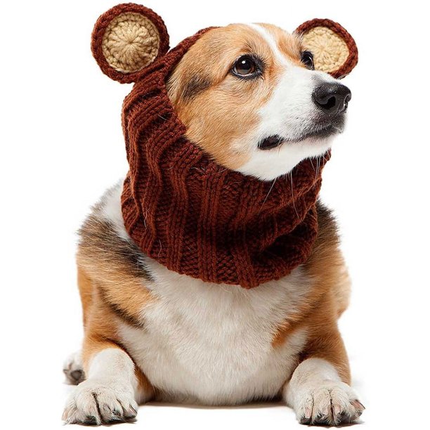 Zoo Snoods Grizzly Bear Costume for Dogs, Medium Warm No Flap Ear Wrap
