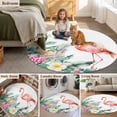 thumbnail image 5 of Pink Flamingo Round Area Rug 7Ft Washable Circle Rugs for Dorm Laundry Room, Watercolor Summer Botanical Floral Non-Slip Carpet Floor Mats Indoor Outdoor Carpet Runner Aesthetic Home Decor, 5 of 8