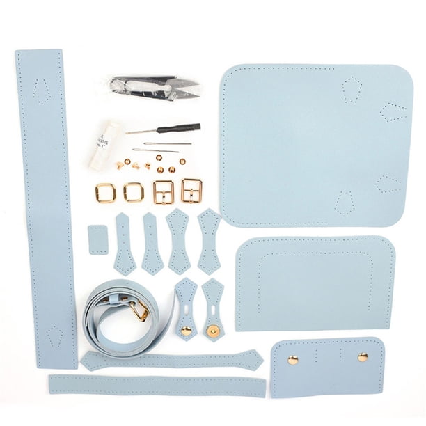Kit completo para hacer un bolso bandolera de cuero hecho a mano para mujer Azul