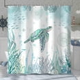thumbnail image 2 of Sea Turtle Shower Curtain, Blue Teal Ocean Beach Decor Bathroom Curtains, Nautical Coastal Fish Beachy Summer Animal Seashell Kids Theme Waterproof Fabric Shower Curtain Set with Hook, 72x72in, 2 of 6