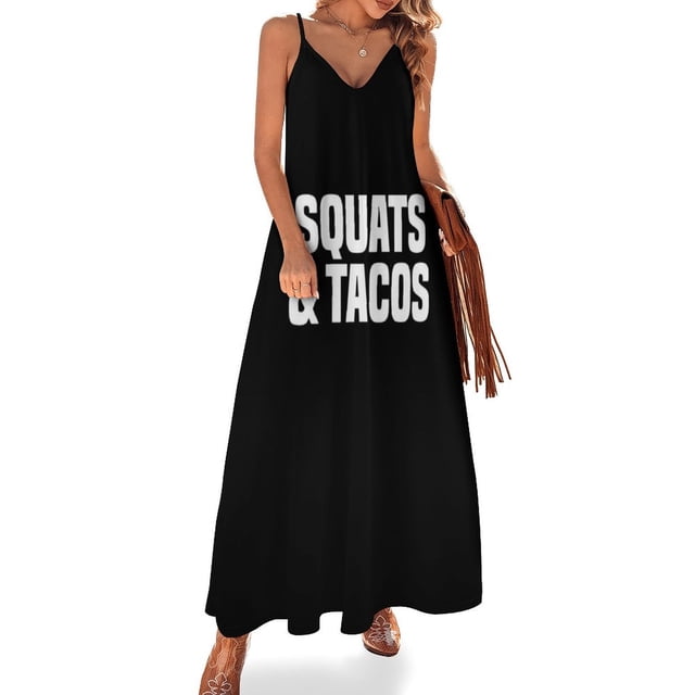 Sentadillas y tacos - Camiseta divertida de entrenamiento con tacos - Vestido sin mangas de levantamiento de pesas Vestidos de mujer Vestidos de fiesta de lujo para mujer