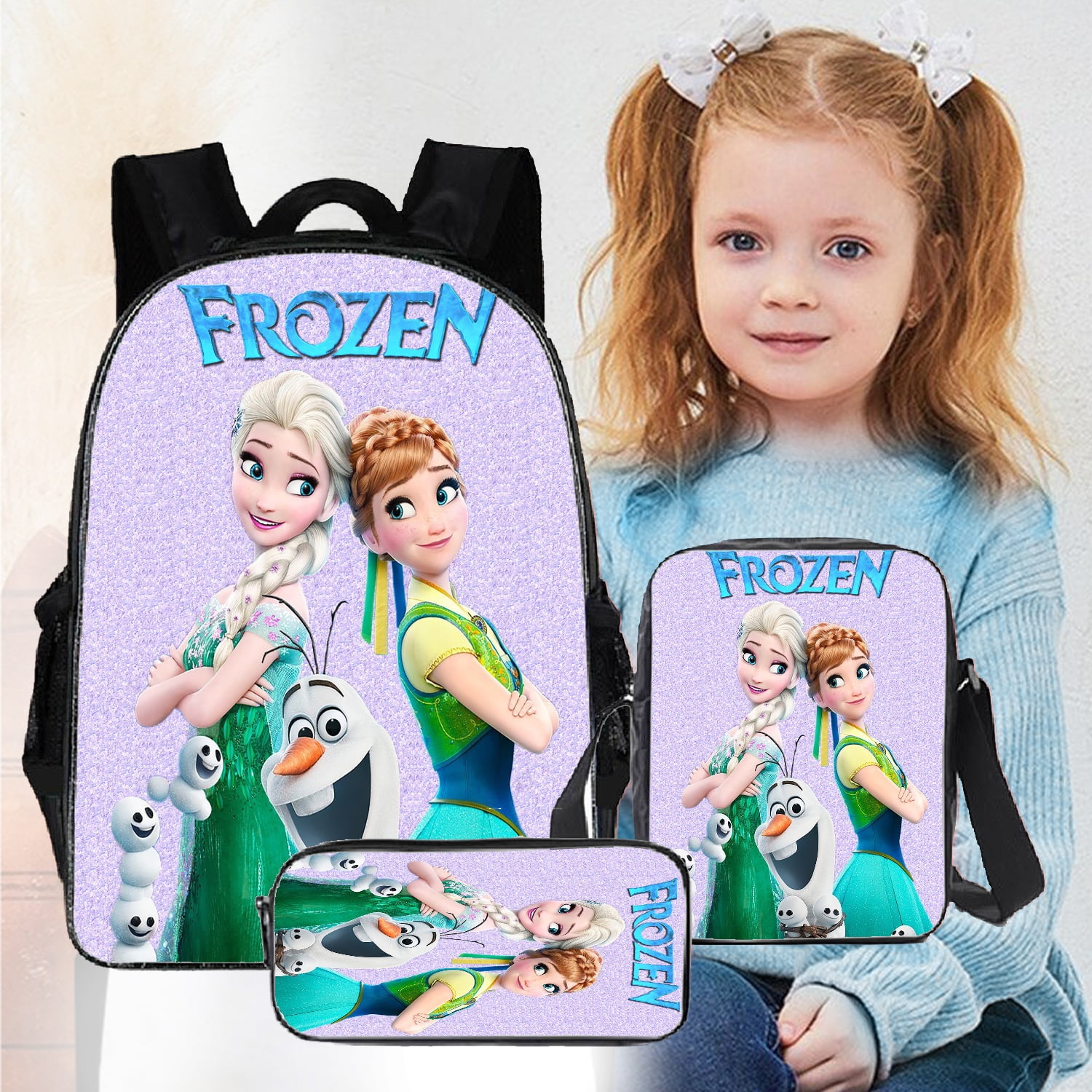 3 Pcs Frozen Elsa Olaf Backpack For Men Backpacks For High School Backpack Lunch Bag and Pencil Case Princes Design Backpack Walmart