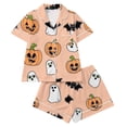 thumbnail image 4 of Ounisa Halloween Pajamas Women Casual Short Sleeve Button Down Tops and Shorts Silk Pajama Sets Sleepwear Lounge Sets, 4 of 9