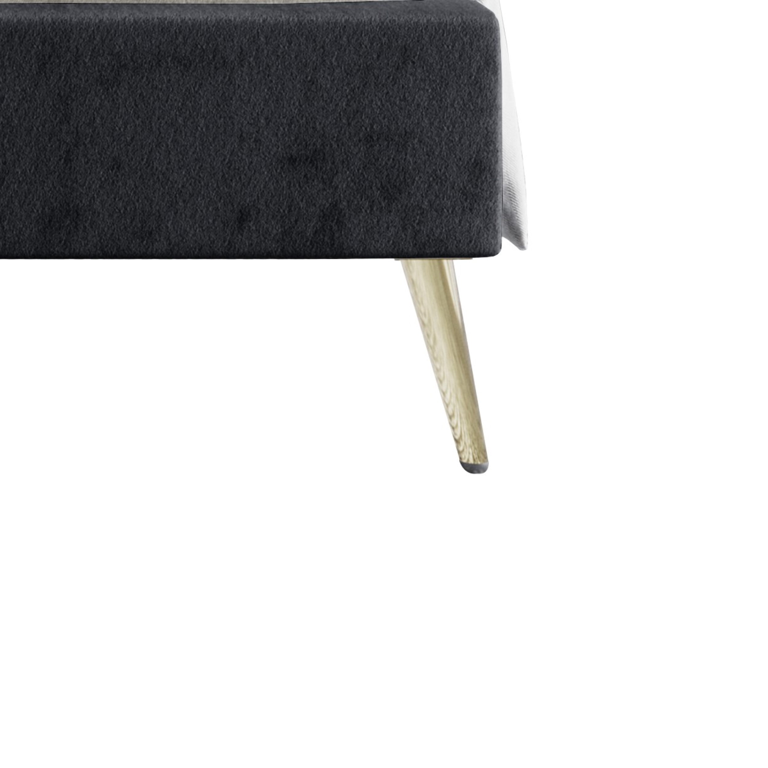 Home Design Homer Queen Diamond Tufted and Nailhead Trim Velvet Wingback Platform Bed Frame for Adult, Black, Easy Assembly