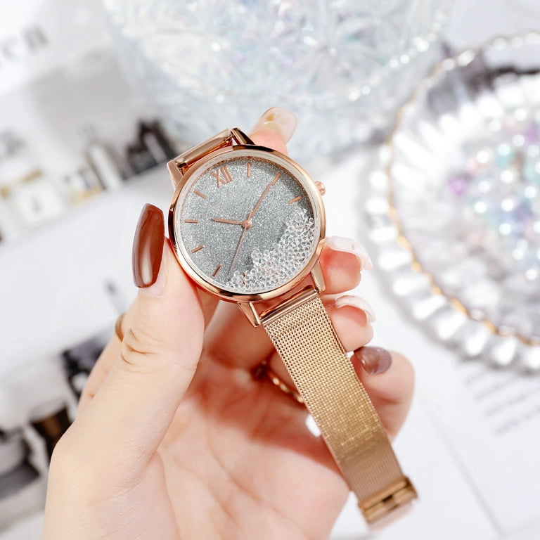 Archer Women Simple Watch Round Dial Quicksand Ball Bearing Quartz Wristwatch Gift