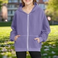 thumbnail image 2 of Lenpel Children's Corduroy Jackets Girls Boys Long Sleeve Zip up Hoodies Soft Warm Hooded Sweatshirts with Pockets(Purple,14-15 Years), 2 of 7