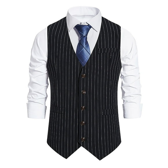Rbaofujie Sales Clearance Tops for Men Single-breasted Vest Gilet Fit Breathable Business Casual Streetwear Jacket Black