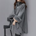 thumbnail image 2 of Lovskoo 2024 Womens Winter Coats Open Front Wrap Coat Pea Coat Keep Warm Jacket Casual Woolen Outwear Collar Cardigan Cloak Coat Trench Coat Overcoat Gray, 2 of 9