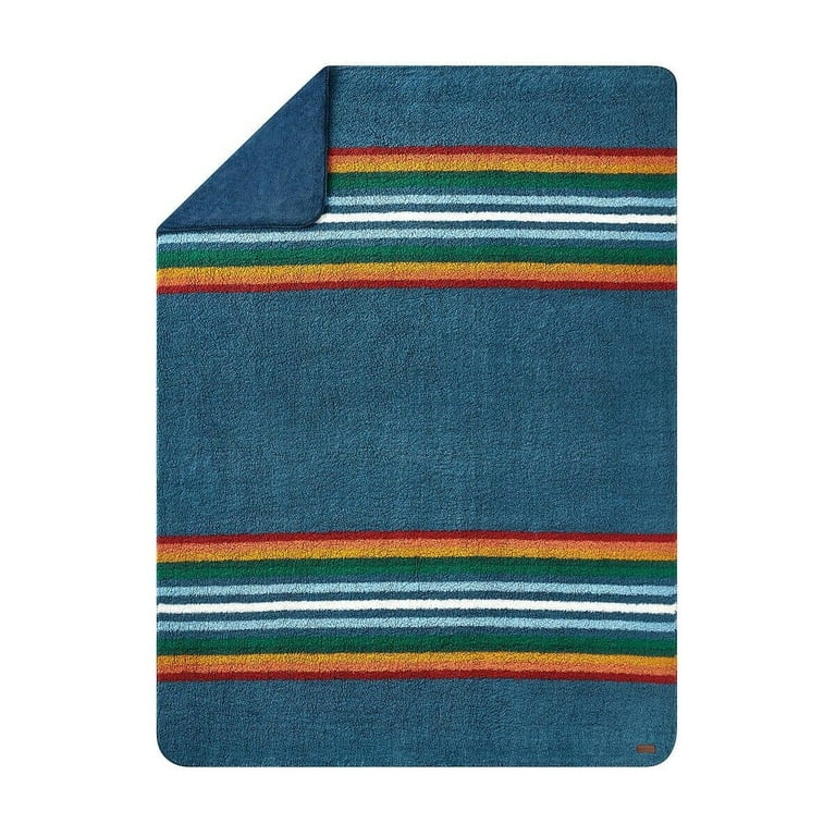 PENDLETON Sherpa fleece blanket TWIN serape stripe blue Walmart