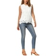 thumbnail image 2 of INSPIRE CHIC Women's Summer Lace Top Casual Sleeveless Round Neck Tank XS White, 2 of 6