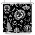 thumbnail image 5 of Tchckioa Shower Curtain for Bathroom,Privacy Protection Hooks Bath Curtain(72x72 Inch,Black and White,Halloween), 5 of 8