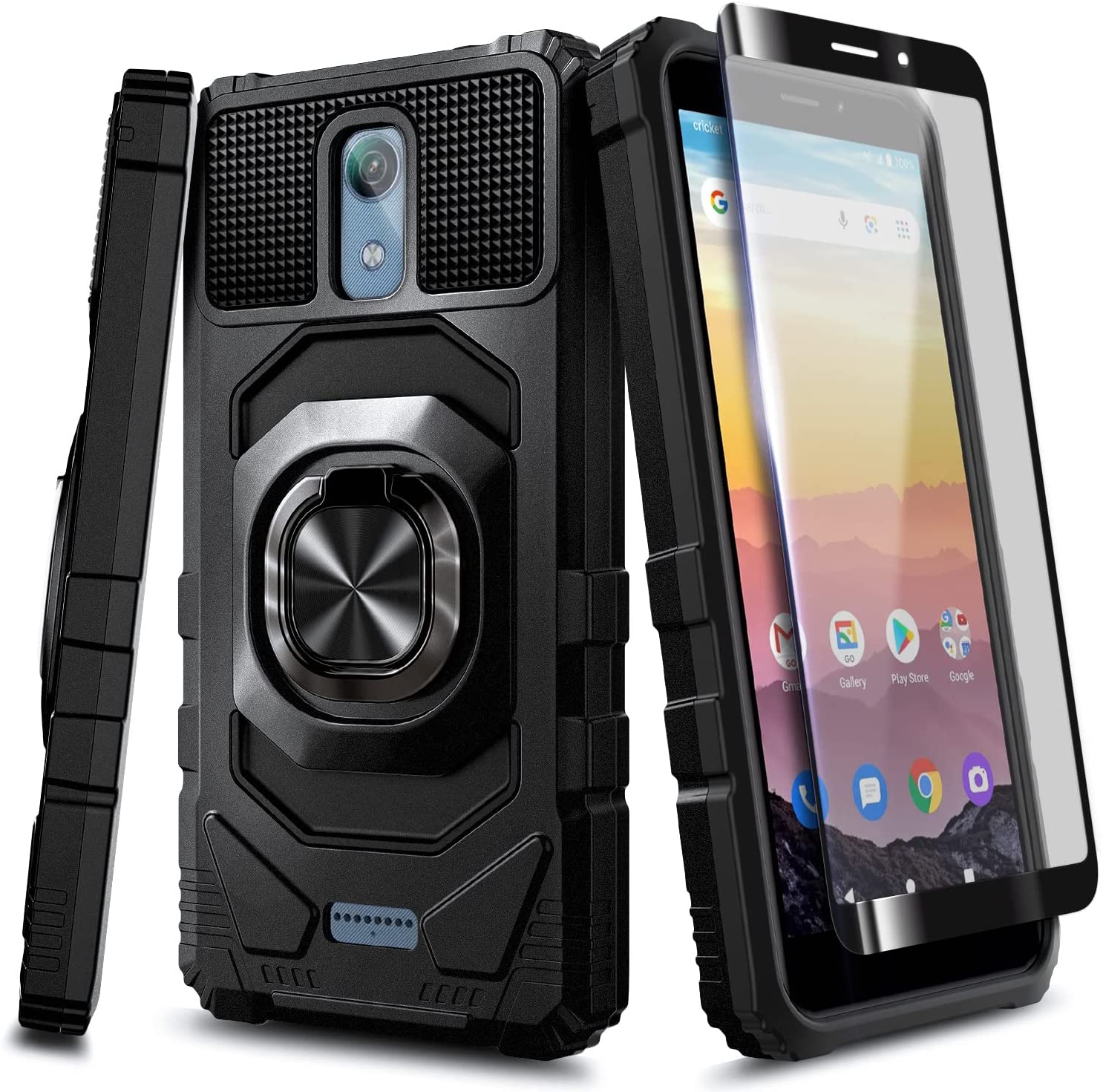 AT&T Calypso U318AA Case, Cricket Vision 3 Case with Tempered Glass