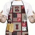 thumbnail image 2 of Red Plaid Dog Jigsaw Puzzle Apron-Garden Aprons for Women with Pockets-Cotton Linen Waterproof Kitchen Cooking Gardening Aprons Adjustable for Kitchen,Cooking,BBQ and Salon 33x27 Inch, 2 of 3