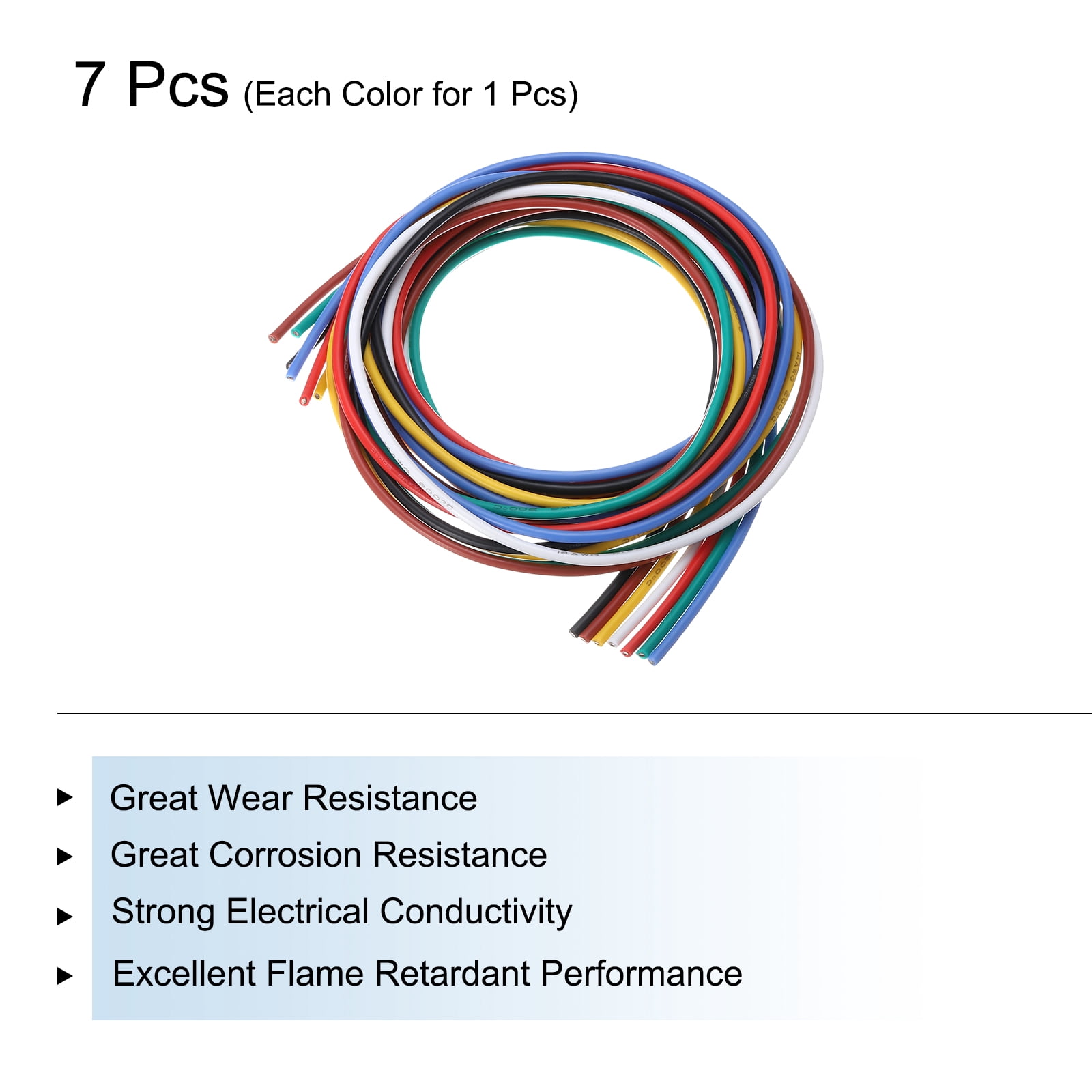 14 Gauge Silicone Wire 14AWG Stranded Wire Tinned Copper Wire High Temp Wire 7 Color 1.5m/4.92ft 7pcs