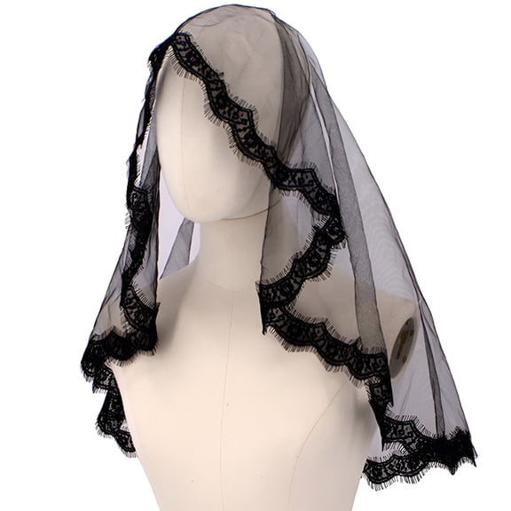 TELOLY Lace Black Veil for Halloween Celebration Costume Tulle Veil Dark Bride Cosplay Veil for Day of the Dead Wedding