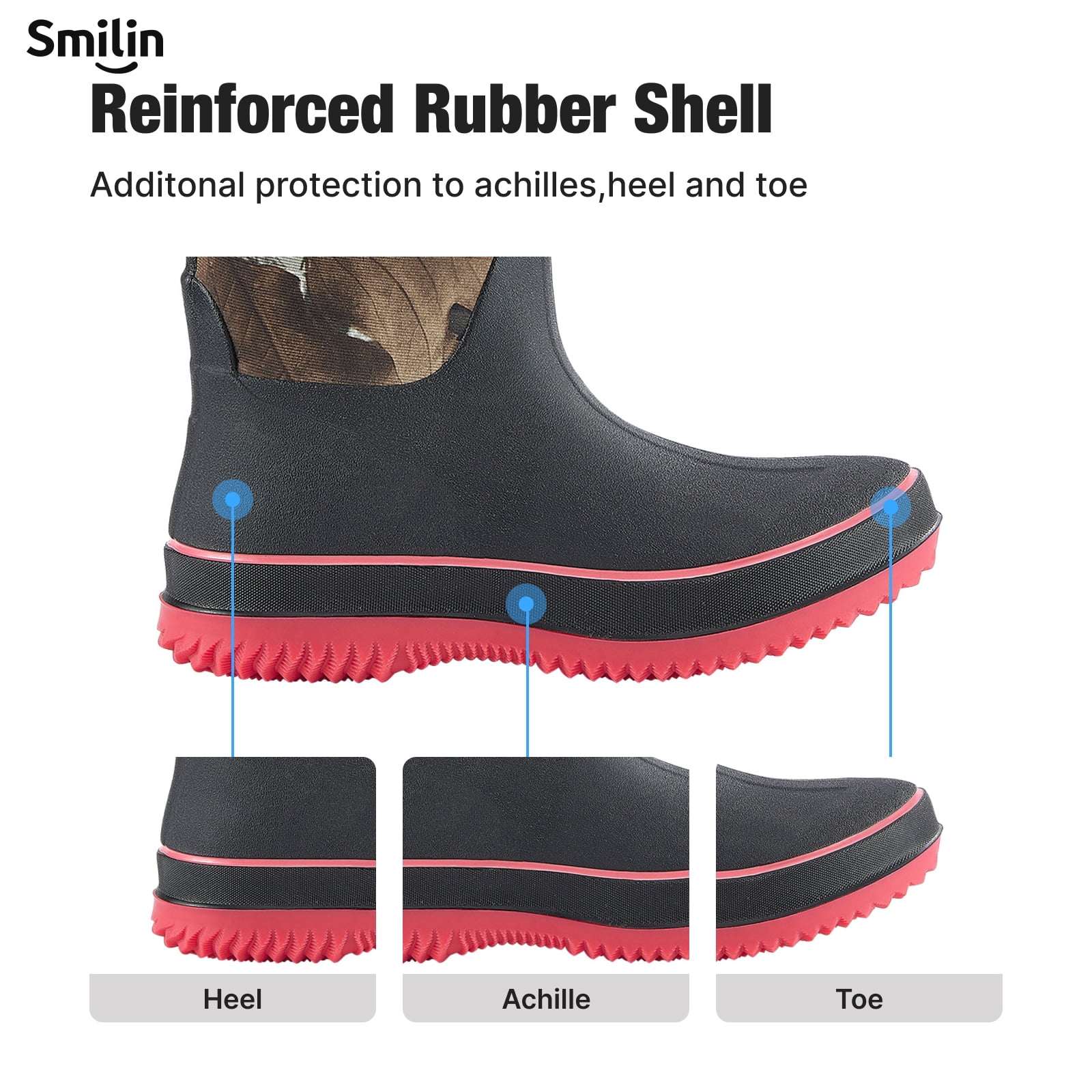 SMILIN Rain Boots for Women, Anti-slip Mid Calf Women Mud Boots, Camo, Size 6