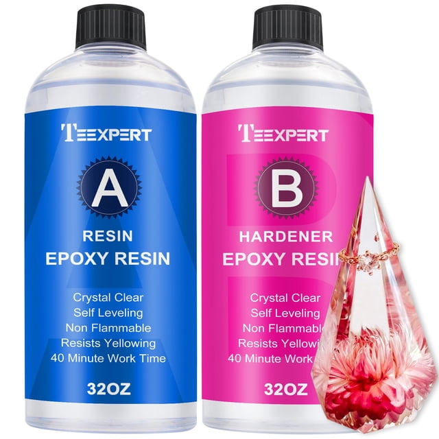 Kit de resina epoxídica Teexpert Crystal Clear de 1,9 L para arte y manualidades