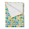 thumbnail image 2 of 1990s Soft Flannel Fleece Throw Blanket, Retro Art Movement Themed Shapes Hexagon Octagon and Rectangles with Dot Stripes, Cozy Plush for Indoor and Outdoor Use, 50" x 70", Multicolor, by Ambesonne, 2 of 5
