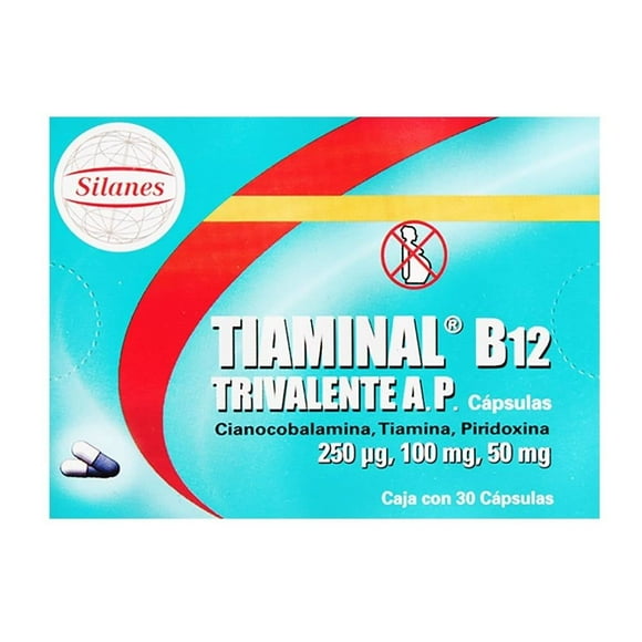 Tiaminal B12, 250 ug/100 mg/50 mg 30 cápsulas