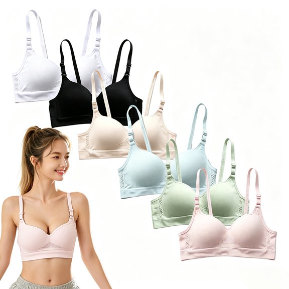 Comfort Sports Bras Training Bra Teen Girls Cotton Adjustable Straps Breathable Underwear 10-16 Years