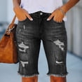 thumbnail image 3 of Pantalones cortos vaqueros de ciclismo para mujer, Shorts rasgados con borlas, ajustados, de cinco puntos, lavados, Sexy, para verano, 2022, 3 of 4