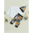 thumbnail image 4 of Coduop Newborn Baby Boys Pants Suit,Long Sleeve Romper and Long Pants Outfit Set,with Hat, 4 of 8