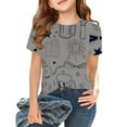 thumbnail image 2 of Razzly Little Girl Shirts Short Sleeve, Graffiti Graphic T Shirts Girls Short Sleeve T Shirt Cotton Tee Shirts Basics Tshirt Cute Summer Shirts for Teens(Grey 3-4 Years), 2 of 4