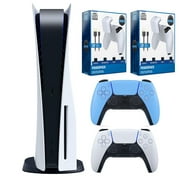 Sony Playstation 5 Disc with Extra Controller and Dual Battery Pack & Charge Cable Bundle - Starlight Blue