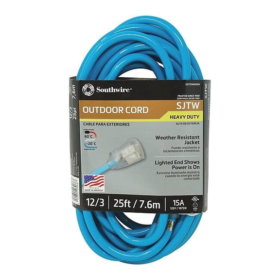 Southwire Extension Cord,12 AWG,125VAC,25 ft. L 2577SW000H