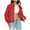 Red, variant on Women's Vintage Faux Leather Jacket with Oversized Fit, Functional Pockets and Contrast Stitching for Casual Streetwear
