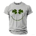 thumbnail image 4 of IWRICH St. Patrick's Day T Shirts for Men Short Sleeve Crew Neck Clover Printed Tops Casual Plus Size Slim Fit Tops Light Gray XXL, 4 of 4