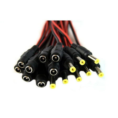 8 Male 8 Female Red Black DC Power Pigtails Adapter CCTV DVR Camera Lead