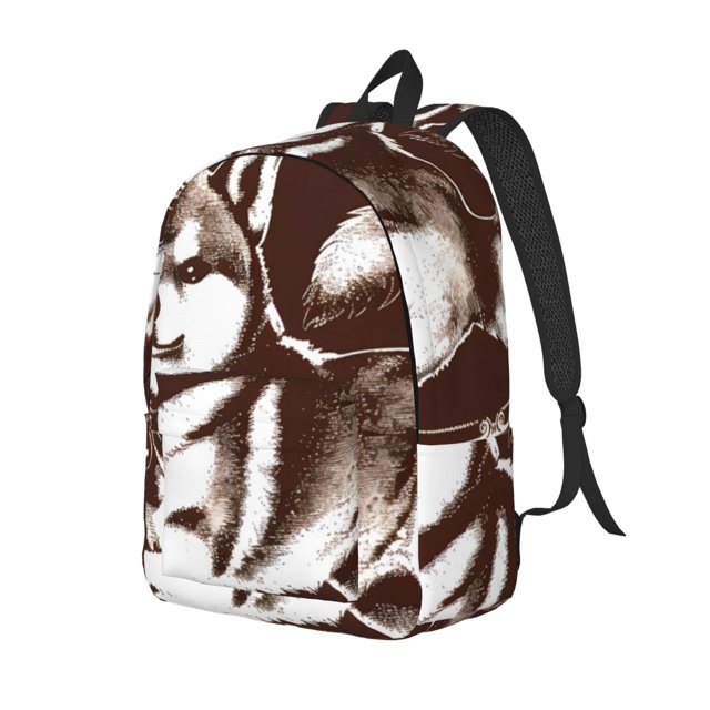 Disketp Vintage Husky Dog Mochila de Lona Estampada, Mochila Escolar de Viaje Ligera para Estudiantes y Portátil-Small