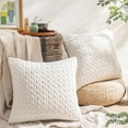 thumbnail image 3 of Phantoscope Quilted Velvet Braid Textured Pleated Decorative Throw Pillow Cover for Bed and Couch, 18" x 18", White, 2 Pack, 3 of 3
