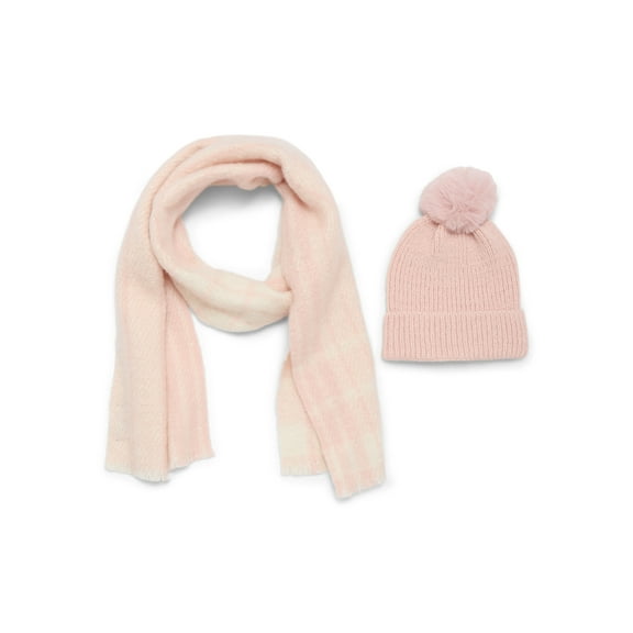 Madden NYC Women's Beanie Hat and Scarf Gift Set, 2-Piece, Blush