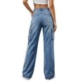 thumbnail image 4 of Levmjia Women's Cargo Jeans High Waisted Wide Leg Denim Pants with Pockets Loose Fit Baggy Jean Trousers Vintage Streetwear for Women, 4 of 6