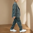 thumbnail image 5 of LADIGASU And Boys Summer Short Sleeve Lapel Sets Blouses And Casual Long Pants Baby Sport Suit Shorts, 5 of 9