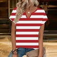 thumbnail image 2 of Agkizg Women's Summer V Neck Short Sleeve T Shirt Random Print Basic Layering Casual Fashion Top, 2 of 5