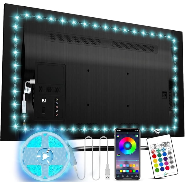 czcpp-Hamlite TV Backlight for 70 75 82 inch TV, 18ft Bluetooth Led Strip Lights Sync with Music, RGB Color Changing Bias Lighting with Remote and App Control, USB Powered, for TV/PC Monitor, Gaming