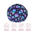 thumbnail image 5 of KLL Skull flower funny Pattern Shower Cap & Bath Cap for Women,Reversible Oversized Waterproof Shower Caps for all Hair Lengths,Elastic Reusable Bathing Hair Cap, 5 of 6