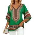 thumbnail image 3 of Jsaierl 3/4 Sleeve Womens Tops Casual V Neck Shirts Cute Print Petite Blouses Soft Loose Fit Tunic Top S-2XL, 3 of 7