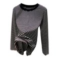 thumbnail image 3 of MHFRRA Camiseta de Manga Larga a Rayas con Cuello Redondo para Mujer: Capa Base Ajustada para Otoño e Invierno Negro, 3 of 4