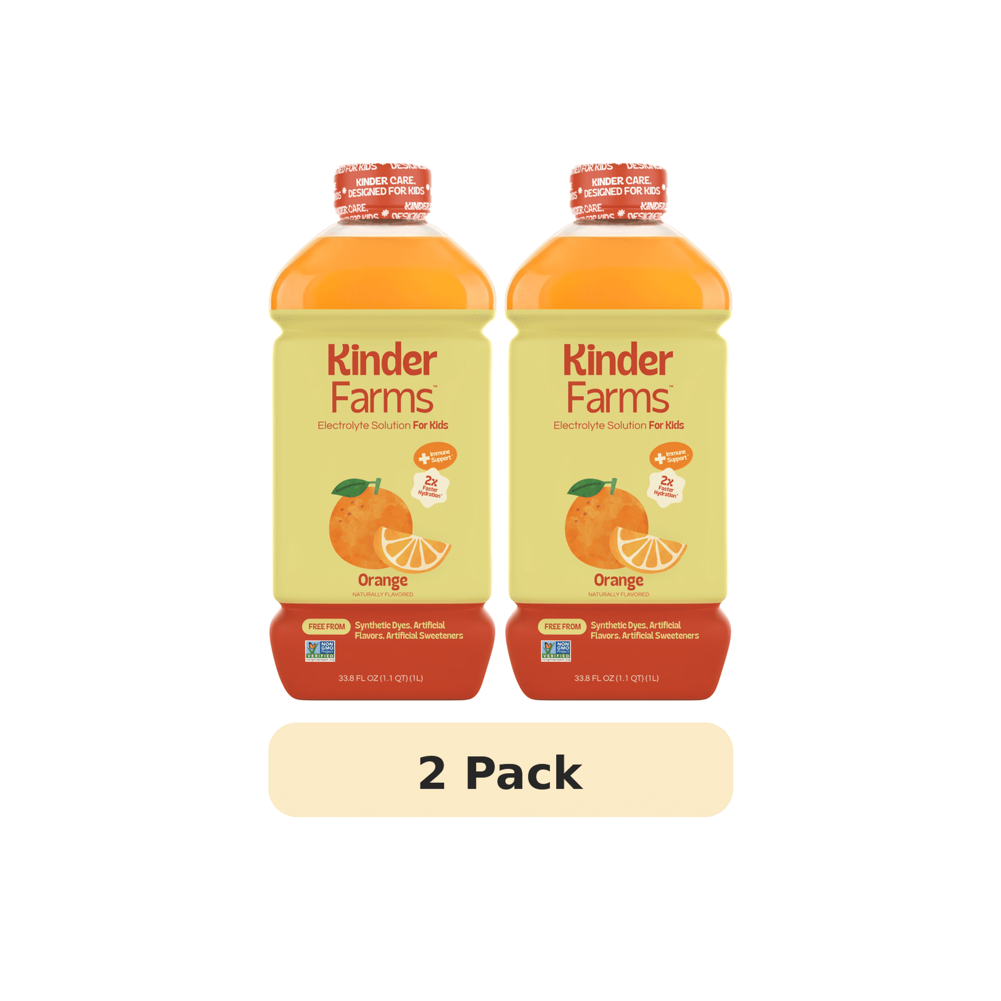 (2 pack) KinderLyte Electrolyte Drink for Kids & Adults, Orange, 1 Liter
