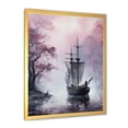thumbnail image 2 of Designart "Enigmatic Voyage of the Pirate Ship I" Coastal Framed Wall Art - Coastal Purple Coastal Boat Entryway Framed Wall Art, 2 of 6